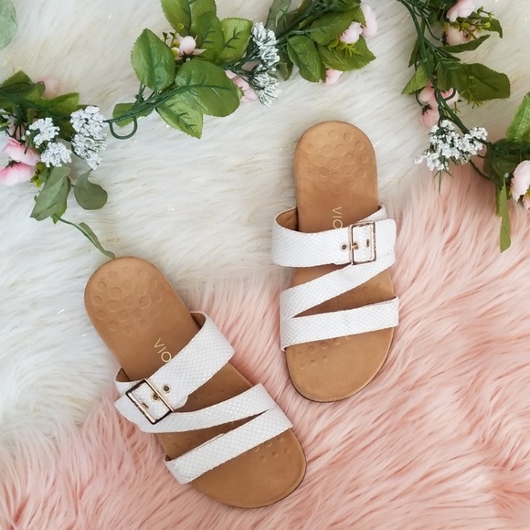 Vionic Shoes - Vionic Skylar White Snakeskin Sandals